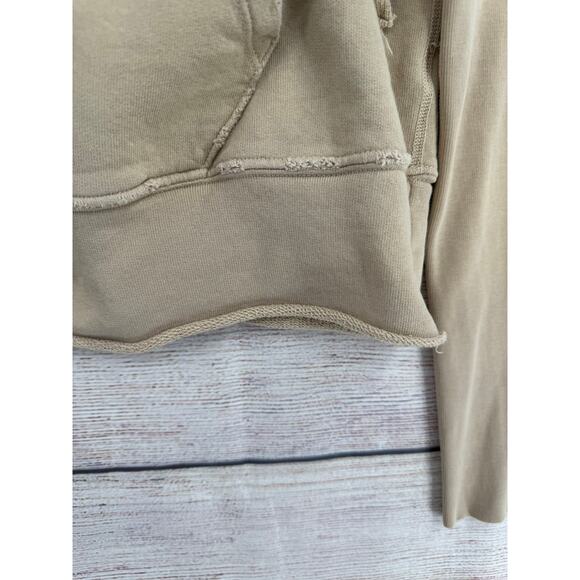 Nili Lotan Rough Hem Notch Neck Hooded Sweatshirt Women's L Beige Tan - Picture 8 of 12